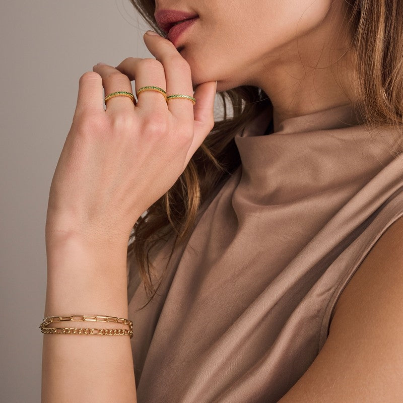 Dorno Due armbånd i 18 karat forgyldt sølv med zirkoner 15–18 cm fra Sif Jakobs