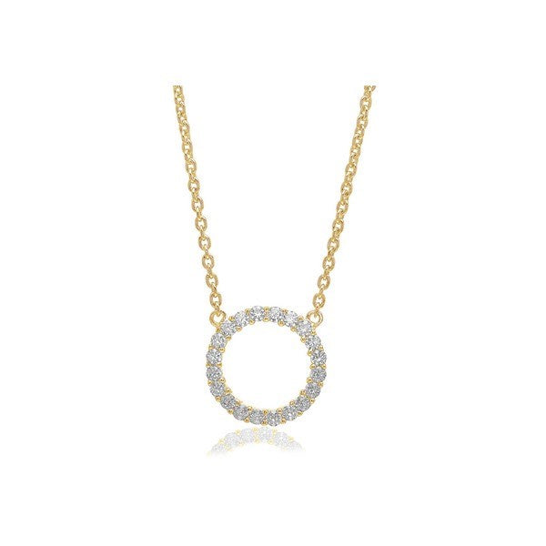 Biella Grande halskæde i 18 karat forgyldt sølv med klare zirkoner fra Sif Jakobs, 42+3 cm, vedhæng Ø13 mm