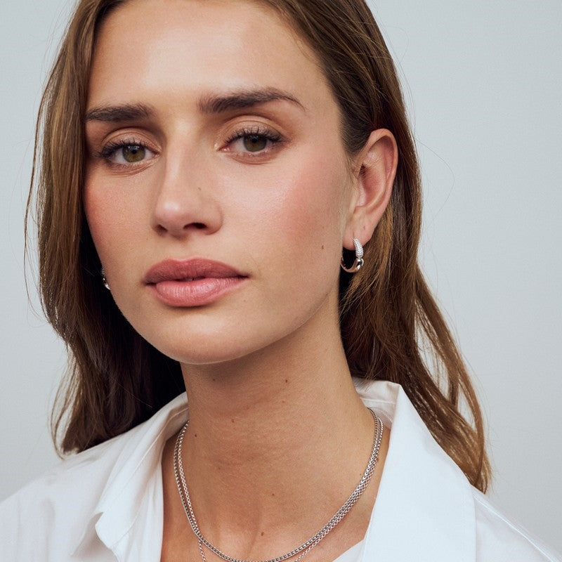 Sif Jakobs Goccia creolo øreringe i sterlingsølv med zirkonia 17,5 mm