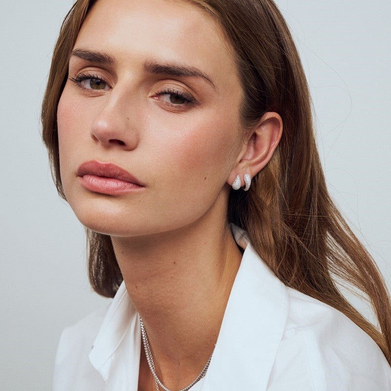 Sif Jakobs goccia circolo øreringe i sterlingsølv med zirkonia, 10 mm diameter