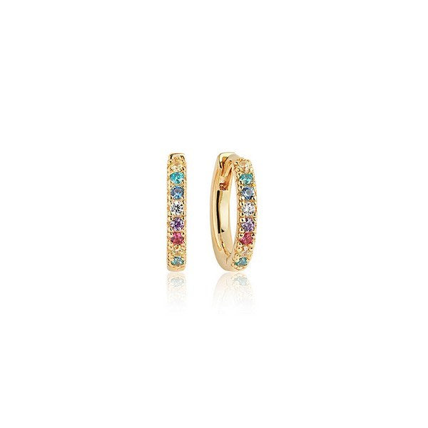 Ellera Medio creoler i 18 karat forgyldt sølv med multifarvede pastel zirkoner fra Sif Jakobs Jewellery (Ø14 mm).