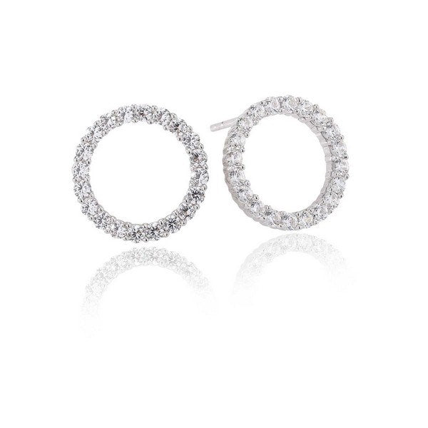 Biella Uno øreringe i rhodineret sølv med klare zirkoner fra Sif Jakobs