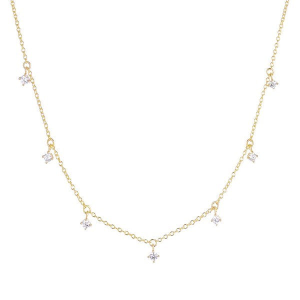 Ellera Piccolo halskæde i 18 karat forgyldt sølv med zirkoner fra Sif Jakobs, 45 cm