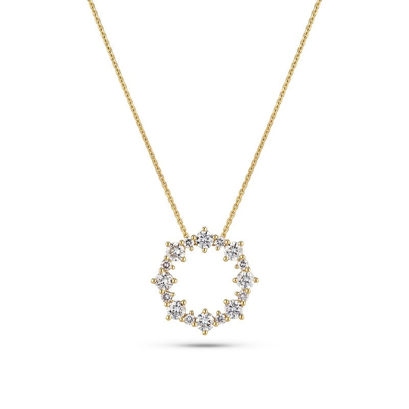 Brina diamant halskæde fra Sif Jakobs Jewellery i 14 karat guld med cirkelformet vedhæng prydet med 0,81 ct lab-grown diamanter.
