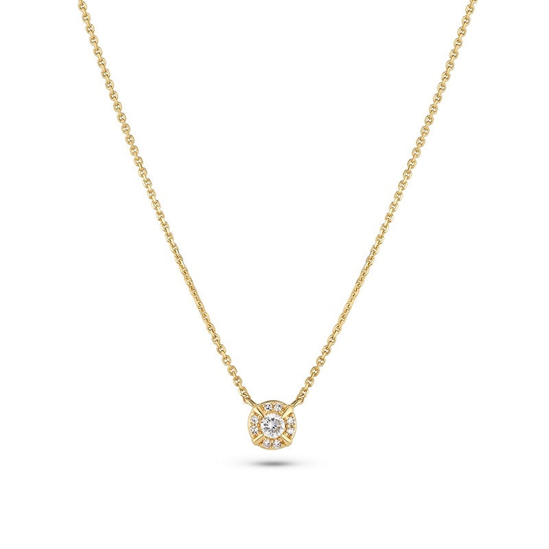 Rome halskæde fra Sif Jakobs Jewellery i 14 karat guld med 0,09 ct lab-grown diamanter – rund rosetformet vedhæng.