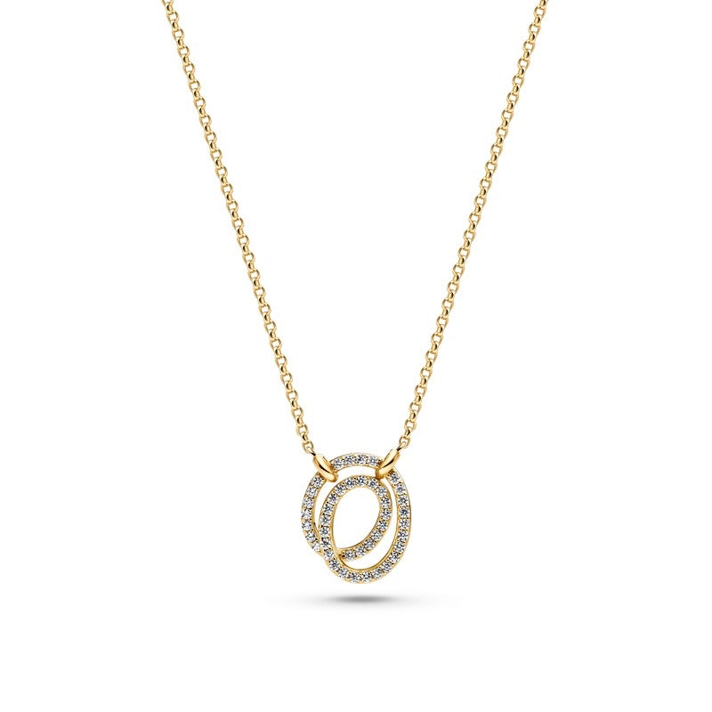 Sif Jakobs Spirale Due halskæde i 18 karat forgyldt sterlingsølv med hvide zirkonia – justerbar 45 cm.
