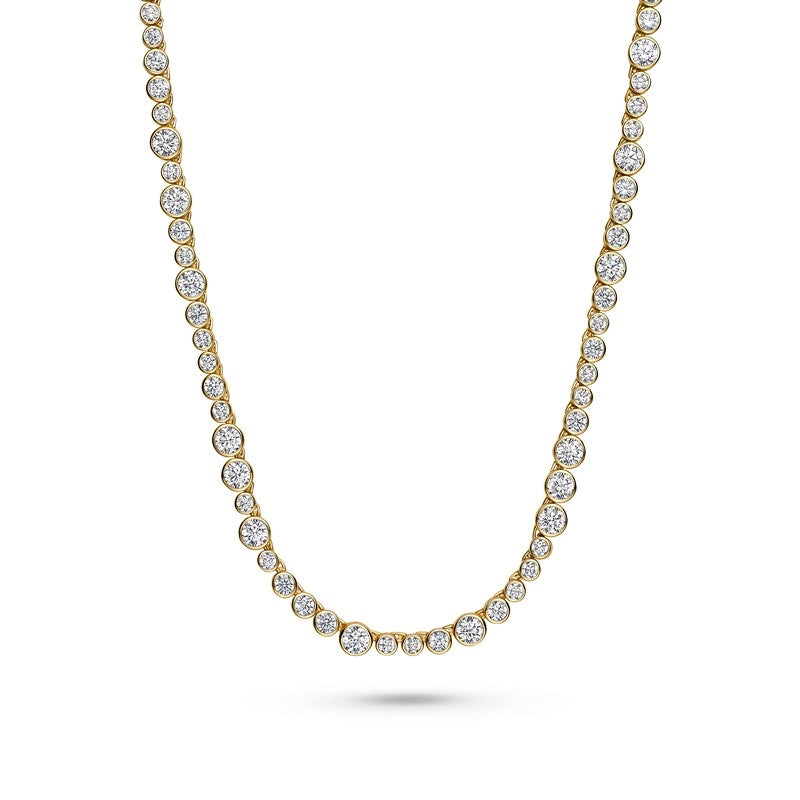 Sif Jakobs Jewellery Sardinien Altro halskæde i 18 karat forgyldt sølv med facetslebne hvide zirkonia 42–48 cm.