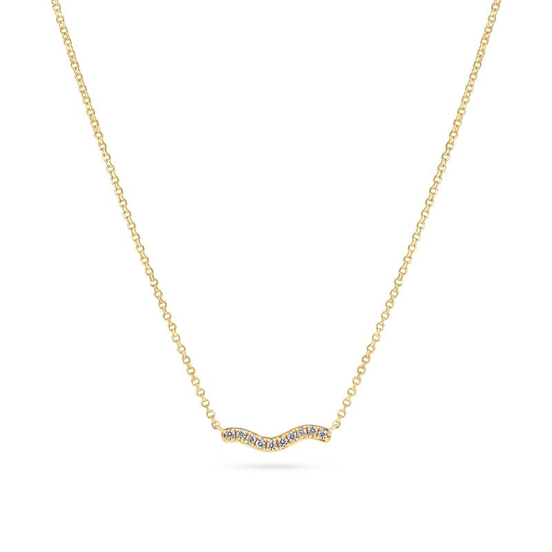 Ellera Waves halskæde i 18 karat forgyldt sterlingsølv med hvide zirkonia fra Sif Jakobs Jewellery.