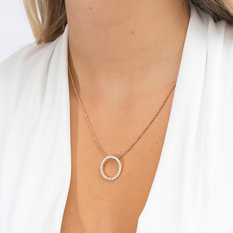 Biella Grande halskæde fra Sif Jakobs i forgyldt sølv med hvide zirkoner 45–60 cm