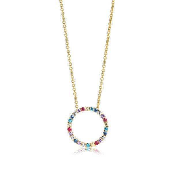 Biella halskæde fra Sif Jakobs i 18 karat forgyldt sølv med pastel zirkoner 45–60 cm