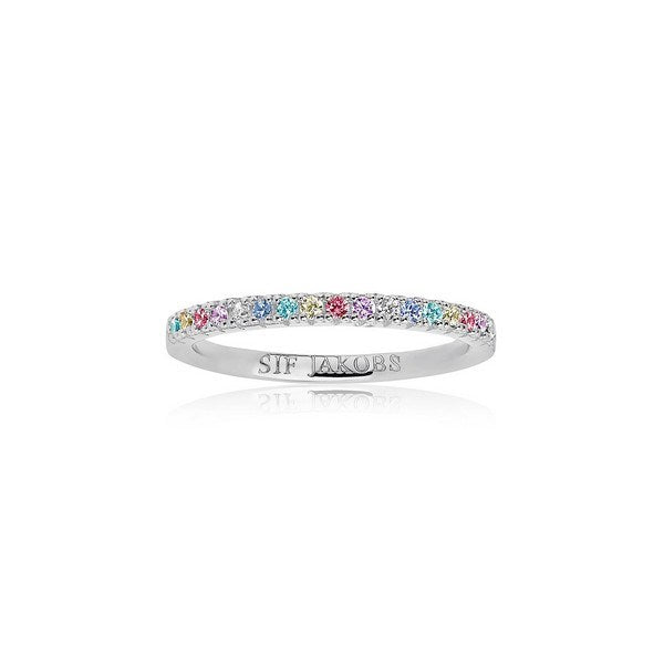 Ellera ring i rhodineret 925 sterlingsølv med farvede zirkoner fra Sif Jakobs Jewellery.