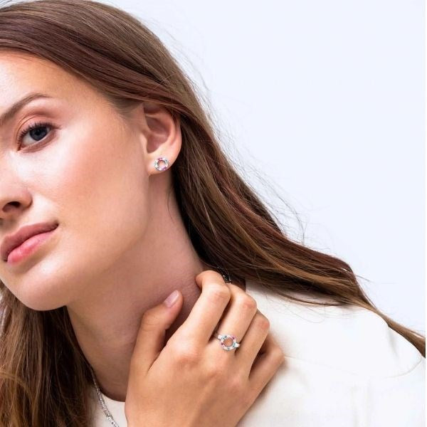 Sif Jakobs Biella Piccolo ring i rhodineret sølv med farvede zirkonia (Ø11 mm)