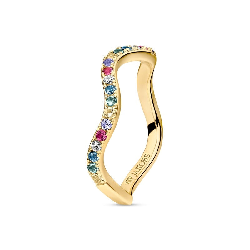 Sif Jakobs Ellera Waves ring i 18 karat forgyldt sølv med farvede zirkoner
