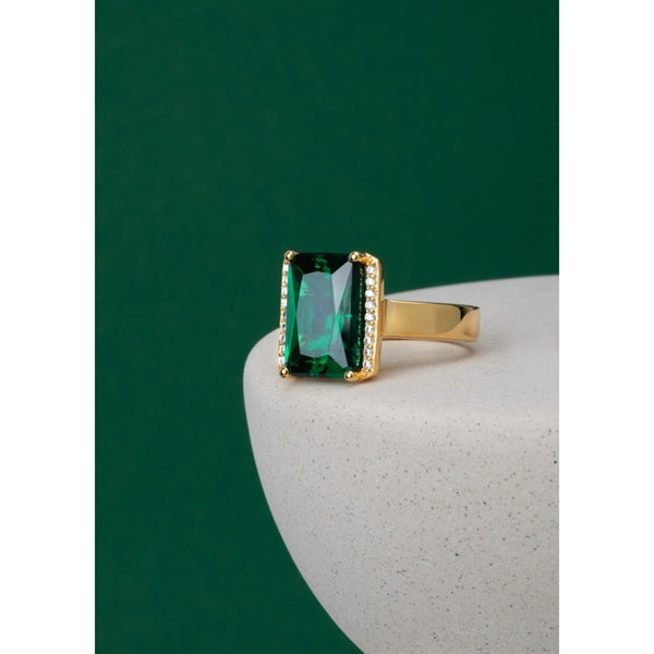 Sif Jakobs Grande ring i 18 karat forgyldt sølv med grøn og hvid zirkonia