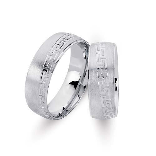 Unikke Nuran vielsesringe i rhodineret sølv med skråt mønster 7 mm – vielsesringe i rhodineret sølv.