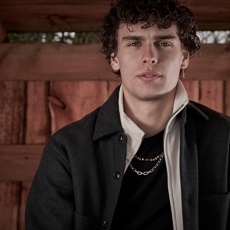 Son of Noa halskæde i stål med tigerøje perler, 6 mm