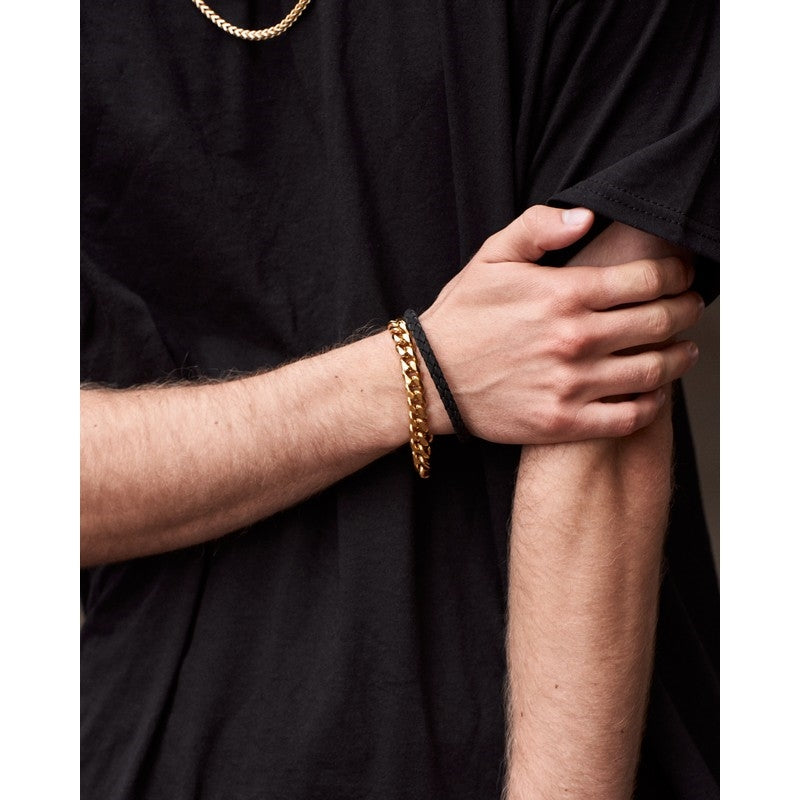 Son of Noa herrearmbånd i mat stål med IP guldbelægning 21 cm