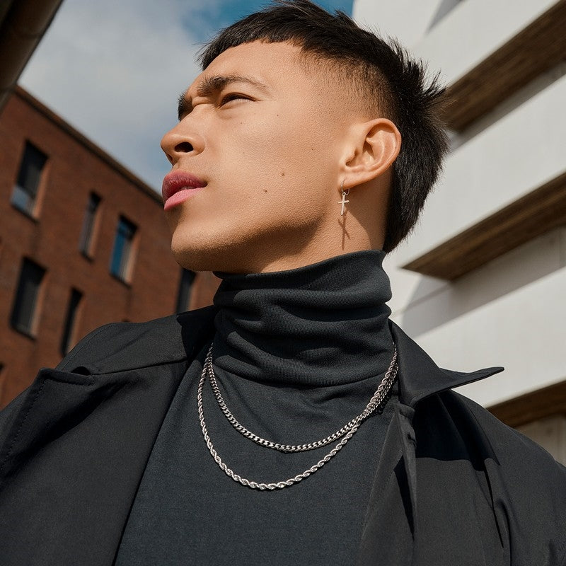 Son of Noa panserhalskæde i blankt stål 55 cm