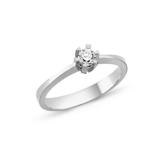 Nuran STAR ring i 14 karat hvidguld med 0,03–0,50 ct diamant