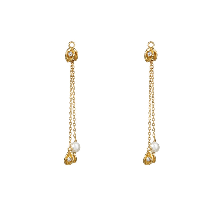 Leaf vedhæng til øreringe fra Spinning Jewelry i forgyldt sølv med zirkonia