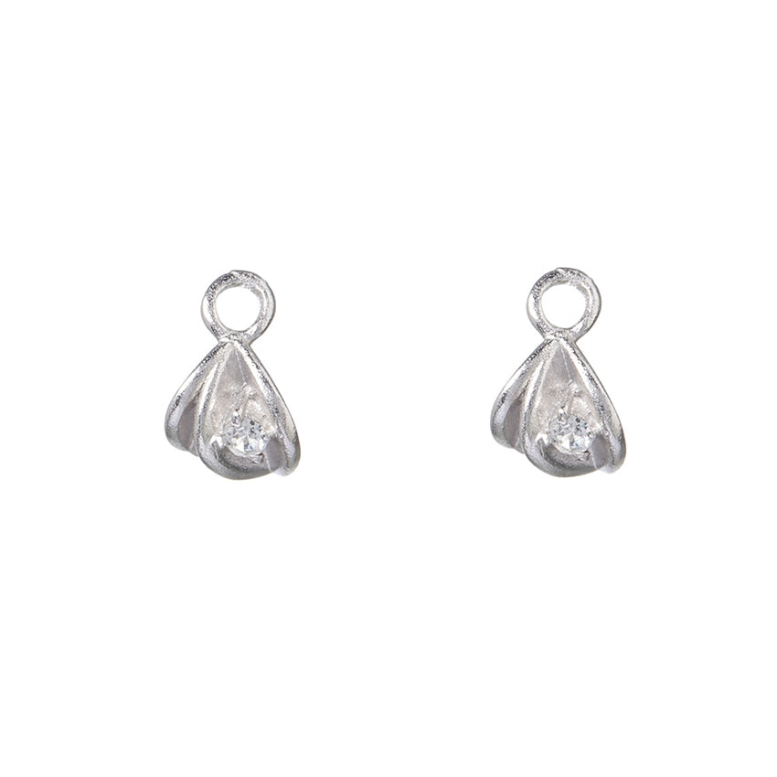 Leaf øreringevedhæng fra Spinning Jewelry i rhodineret sterlingsølv med zirkonia i bladform.