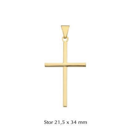 BNH korsvedhæng i 8 eller 14 karat guld Large
