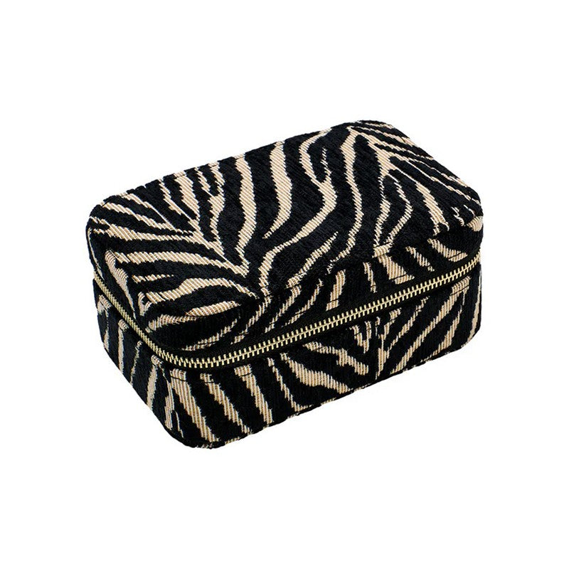 Smykkeskrin i bomuld og polyester med Black Zebra-mønster fra Pico Copenhagen, 14,5 x 10 cm.