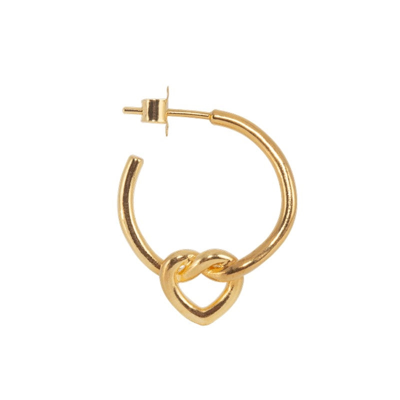 Jane Kønig tied heart hoop i forgyldt sølv 27 mm