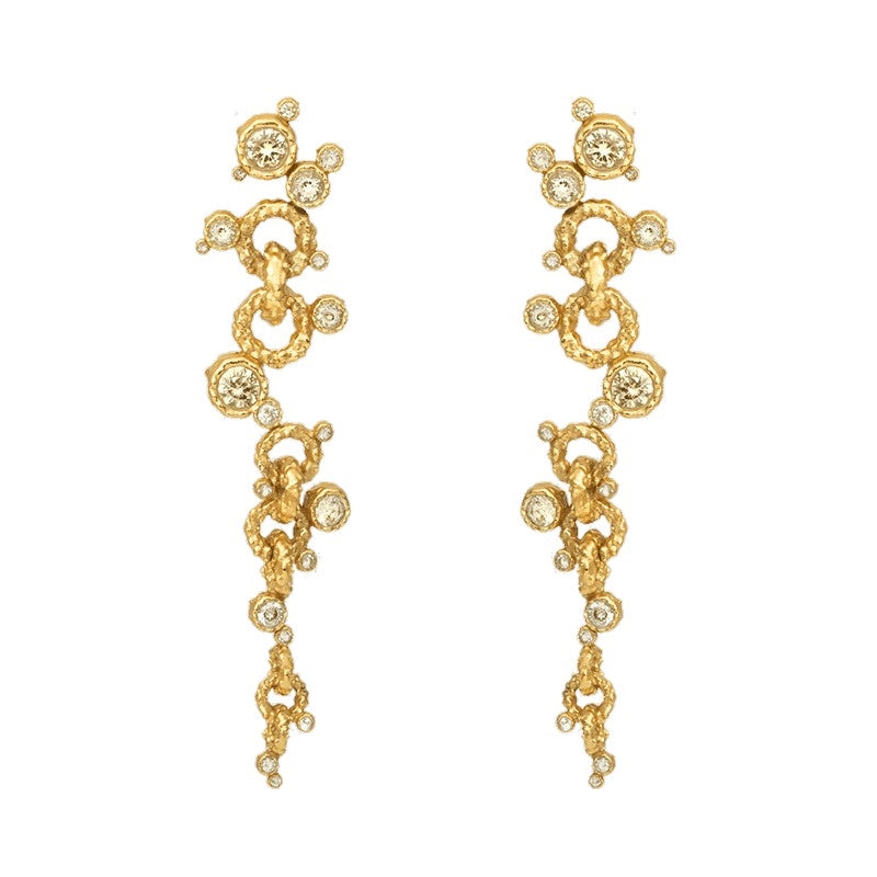 Twinkle Chain øreringe i 18 karat forgyldt sølv med lyse gule nanokrystaller fra House of Vincent