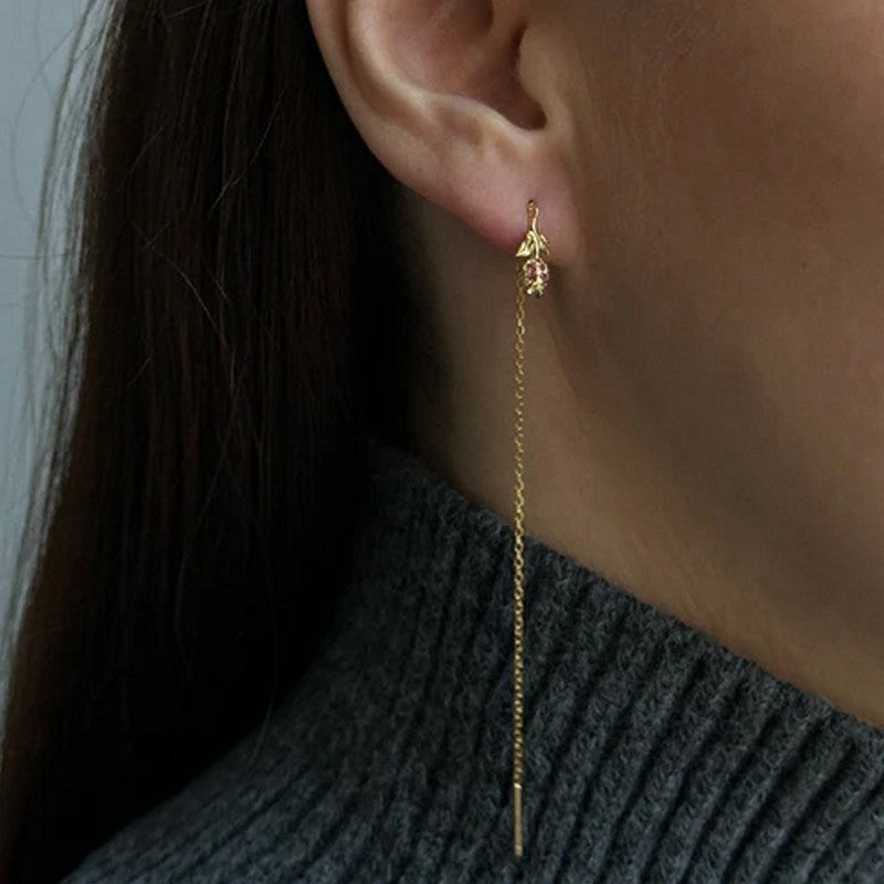 Tulip Chain øreringe i 22 kt forgyldt sølv med blå nanokrystaller – Pico Copenhagen