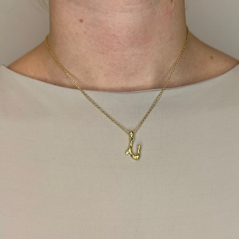 MerlePerle bogstavhalskæde i 18 karat forgyldt sølv – B