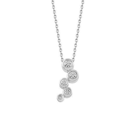 Nuran TUBE vedhæng i 14 kt hvidguld med fem diamanter på i alt 0,15 ct.
