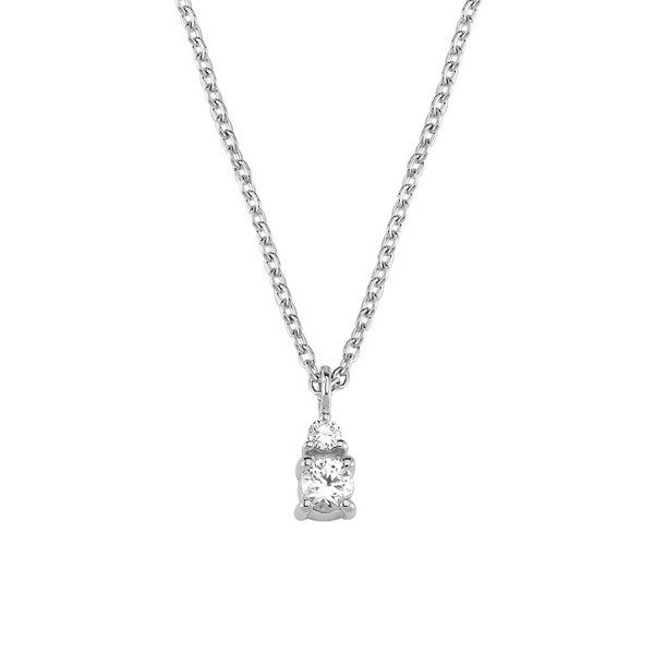 Petit vedhæng i 14 kt hvidguld med brillanter fra Nuran (0,125 ct) inkl. kæde