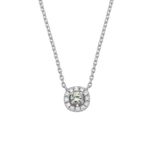 Sofia halskæde i 14 kt hvidguld med grøn safir og 0,06 ct diamanter fra Nuran