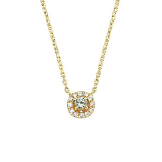 Sofia halskæde i 14 kt guld med grøn safir og 0,06 ct diamanter fra Nuran