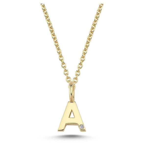 Nuran bogstavsvedhæng i 14 karat guld med diamant 6,5 mm