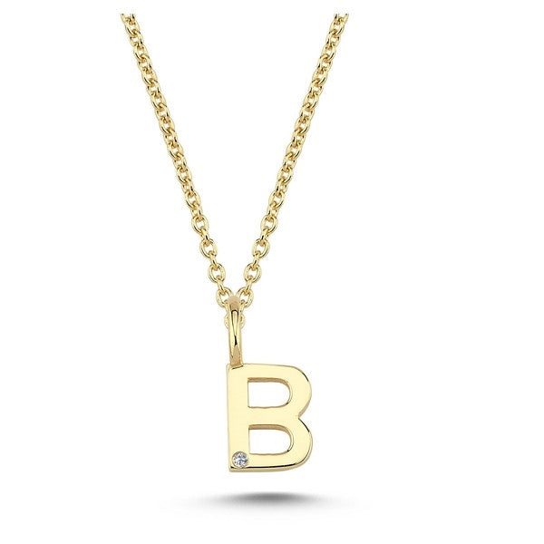 Nuran bogstavsvedhæng i 14 karat guld med diamant 6,5 mm