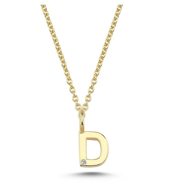 Nuran bogstavsvedhæng i 14 karat guld med diamant 6,5 mm