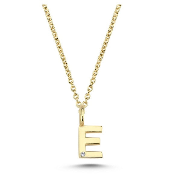 Nuran bogstavsvedhæng i 14 karat guld med diamant 6,5 mm