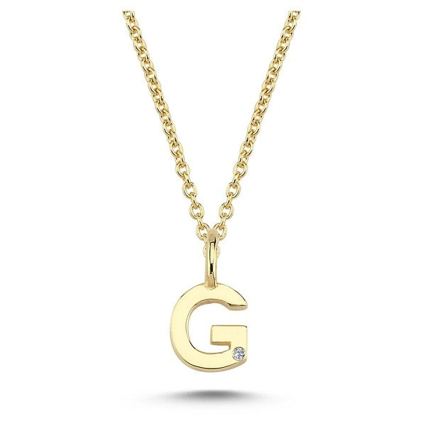 Nuran bogstavsvedhæng i 14 karat guld med diamant 6,5 mm