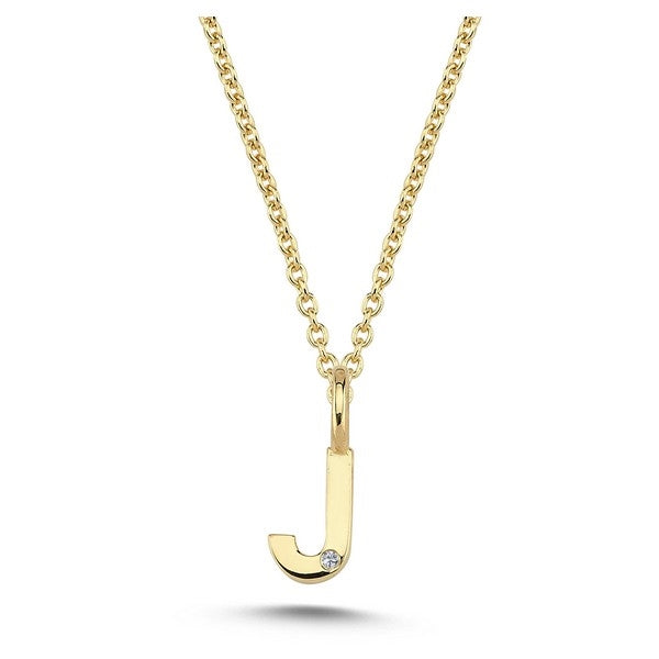 Nuran bogstavsvedhæng i 14 karat guld med diamant 6,5 mm