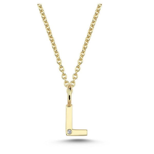 Nuran bogstavsvedhæng i 14 karat guld med diamant 6,5 mm