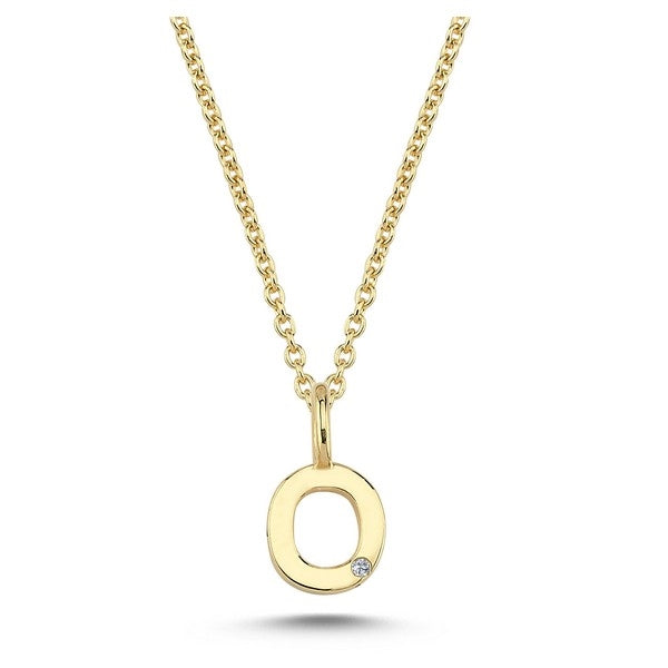 Nuran bogstavsvedhæng i 14 karat guld med diamant 6,5 mm