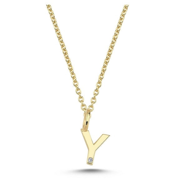 Nuran bogstavsvedhæng i 14 karat guld med diamant 6,5 mm