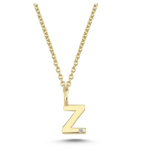 Nuran bogstavsvedhæng i 14 karat guld med diamant 6,5 mm