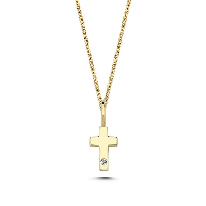 Nuran bogstavsvedhæng i 14 karat guld med diamant 6,5 mm