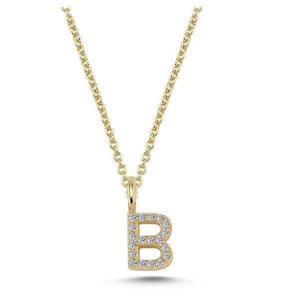 Nuran bogstavsvedhæng i 14 karat guld med diamanter – 6,5 mm