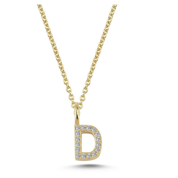 Nuran bogstavsvedhæng i 14 karat guld med diamanter – 6,5 mm