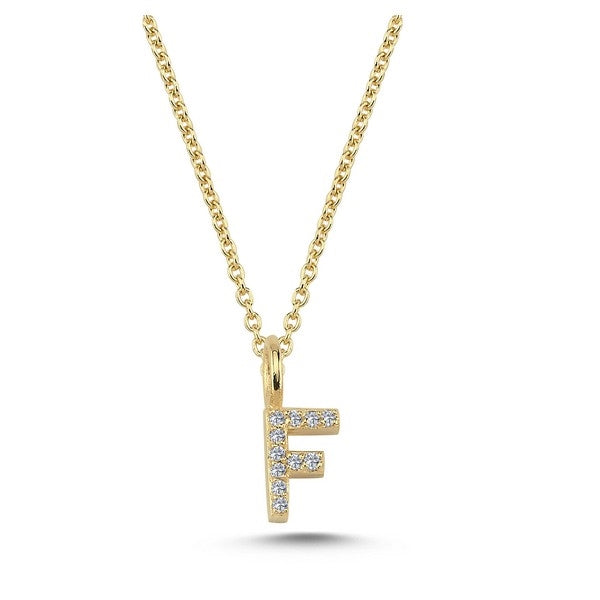 Nuran bogstavsvedhæng i 14 karat guld med diamanter – 6,5 mm