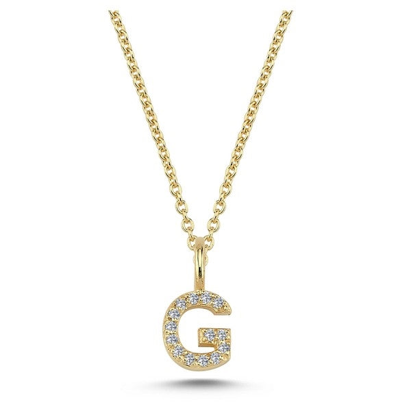 Nuran bogstavsvedhæng i 14 karat guld med diamanter – 6,5 mm